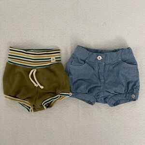 Little Road Co and Janie and Jack Stripe Bummies and Chambray Shorts Bundle
